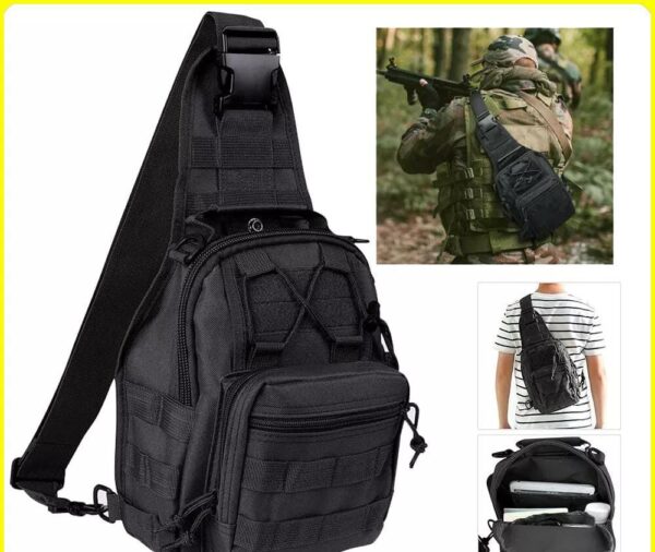 Tactical MOLLE Sling Chest Backpack – Black | Compact, Durable & Ready for Action